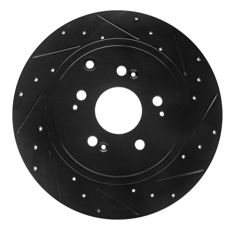 Honda Ridgeline Brake Rotor (1) - Rear Right - R1 Concepts - Drilled & Slotted - Black - `06-`14